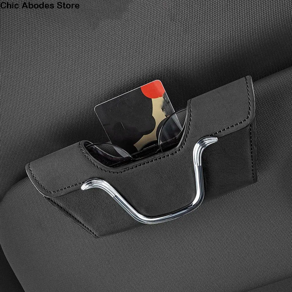 Solid Color Sunglass Holder Easy to Install Protective Car Sun Visor Glasses Holder with Flannel Lining Magnetic