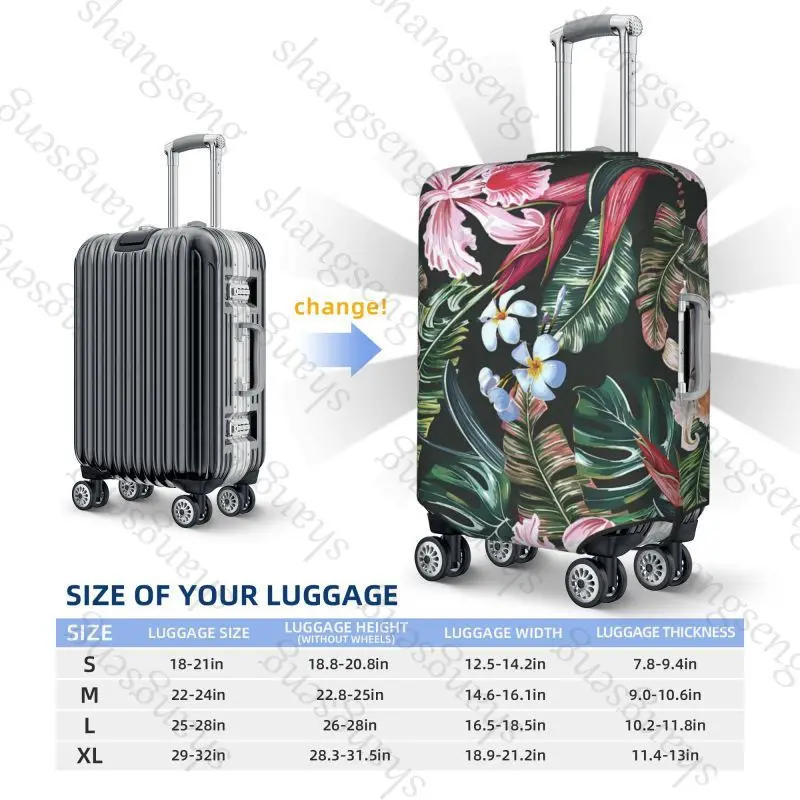 Palm Leaves Flower Thick Elastic Luggage Protective Cover Zipper Suit For Bag Suitcase Covers Trolley Cover Travel