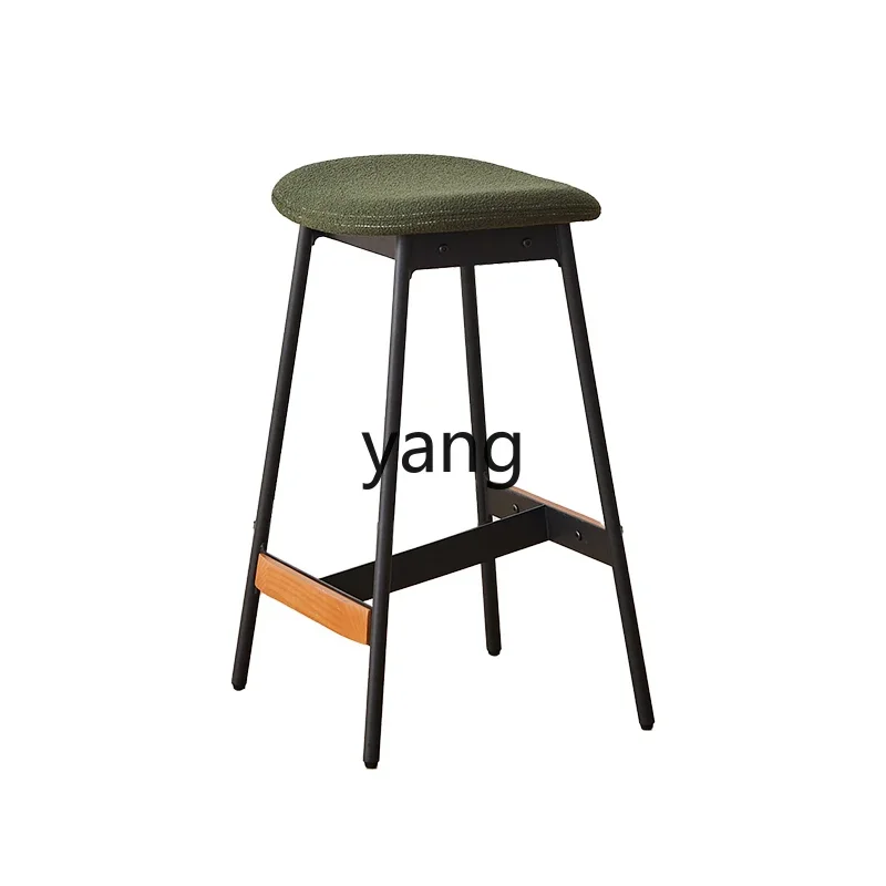 Lmm solid wood bar chair simple small apartment wrought iron home stool cherry wood high chair