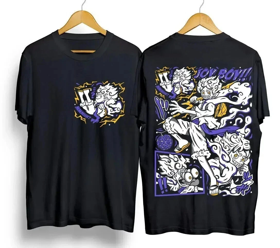 Camiseta de Verano Luffy Gear 5 Monkey D Luffy, Camiseta de One Piece, Camiseta Unisex, Camiseta de Anime, Camiseta de Cuello Redondo y Manga Corta para Hombre