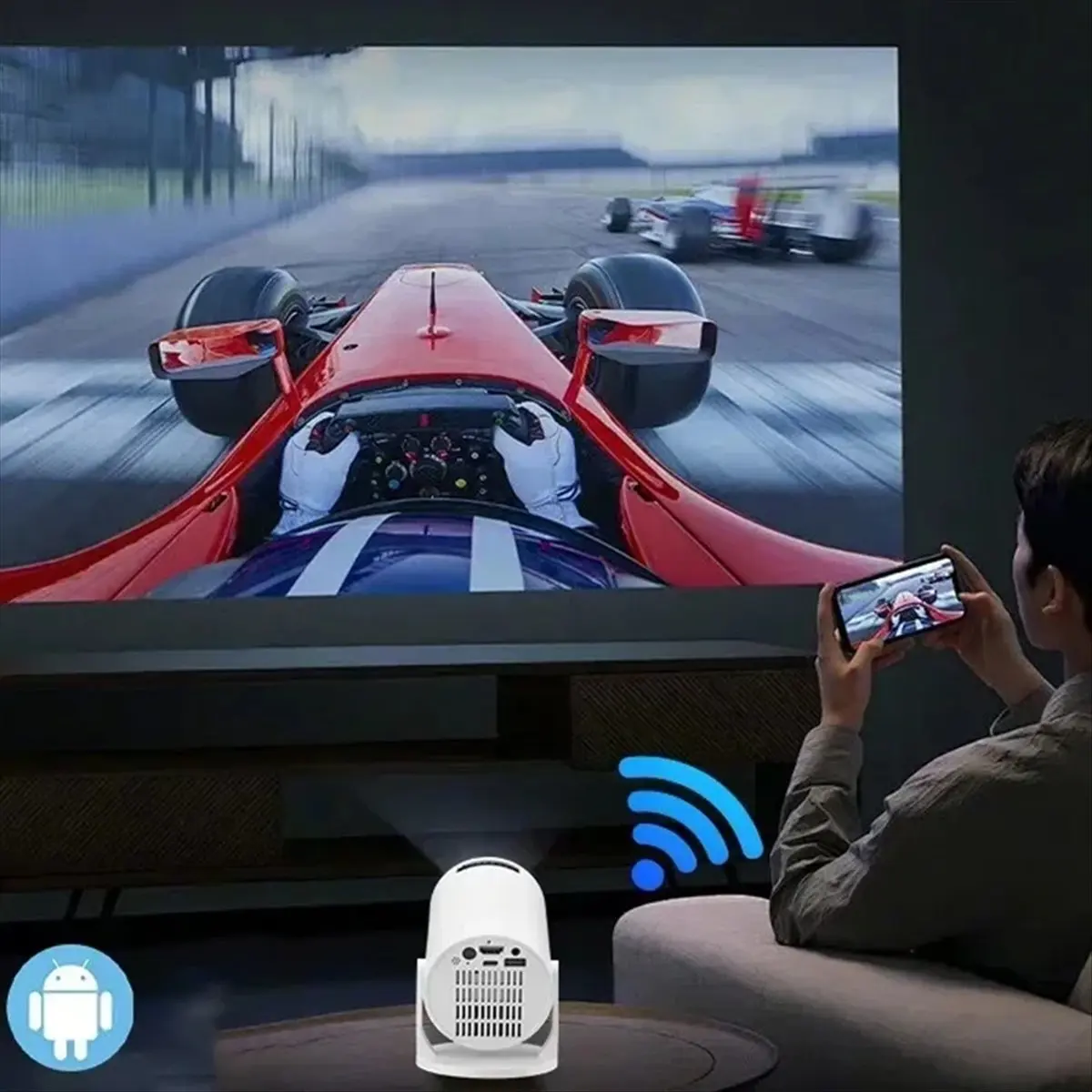 

Проектор AS62 Wireless Fidelity 270 ° Регулируемый светодиодный проектор 1080P для просмотра фильмов с поддержкой Android, USB-приставок, ноутбуков, с вилкой стандарта ЕС