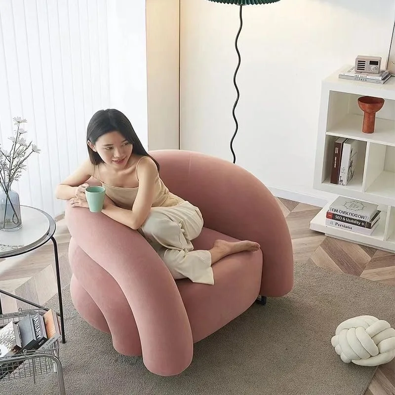 Living Room Furniture Modern Creative Accent Chair Velvet with Metal Base Leisure Chairs Lazy Sofa for Home