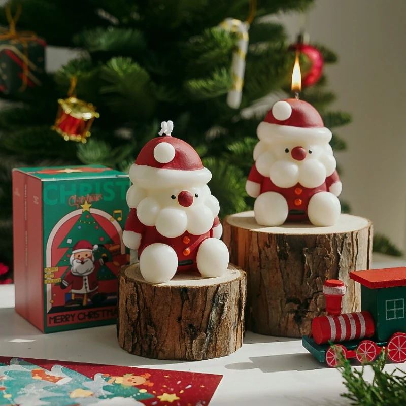 Christmas Santa Scented Candles Home Decorative Candles Guest Gift Set Souvenir Snowman Candles for Xmas Holiday