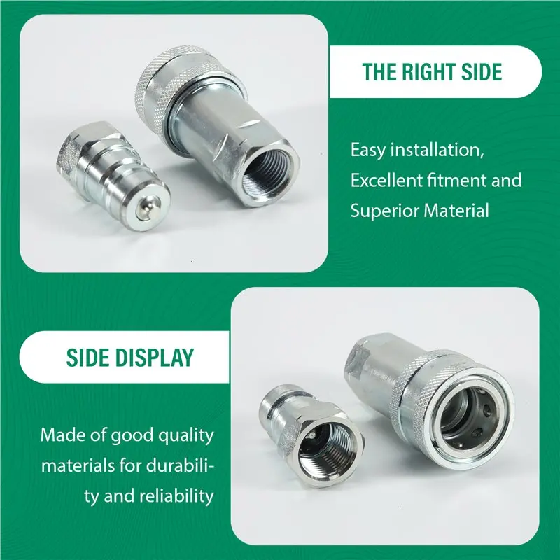ABKS-3/8Inch NPT Thread ISO7241-1A Hydraulic Couplings Tractor Hydraulic Coupler Hydraulic Quick Connect Coupler Set With Dust C