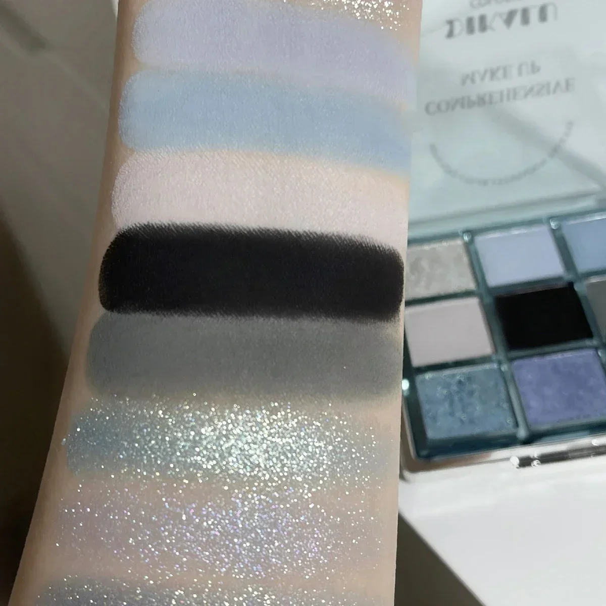 Paleta de Sombra Azul Punk, 9 Cores, Matte, Fumegante, Sombra Negra, Brilho, Brilho, Cosméticos Nus, Perolado