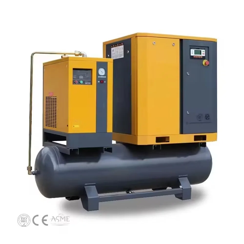 22KW 30HP Oil-Free Portable Industrial Screw Air Compressor AC PLC Air Cooled Motor Pump Dryer Filter Tank High