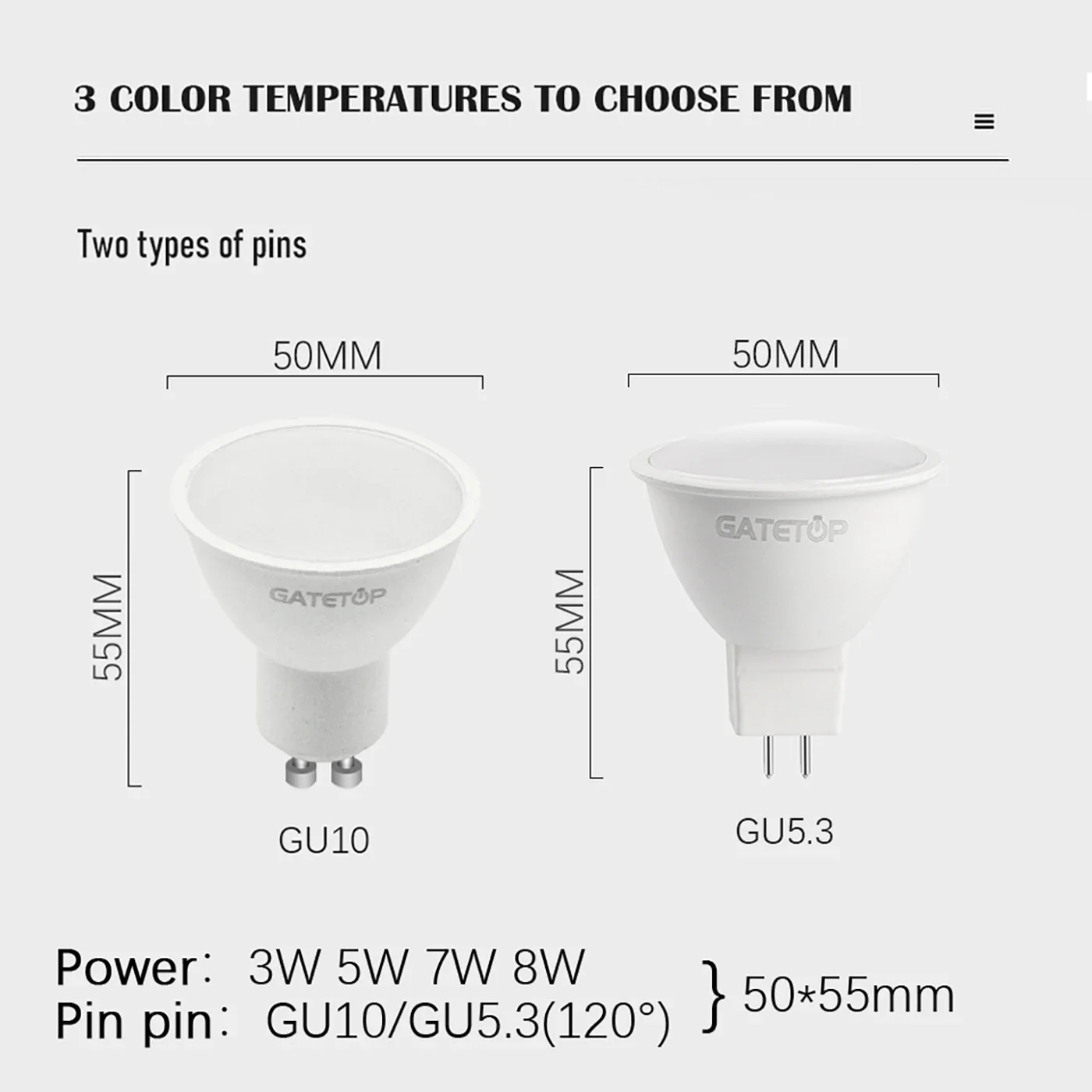 GU10 MR16 GU5.3 lampadina per faretto a LED 3W-8W AC220V la luce bianca calda è adatta per faretti invece di lampade alogene da 50W