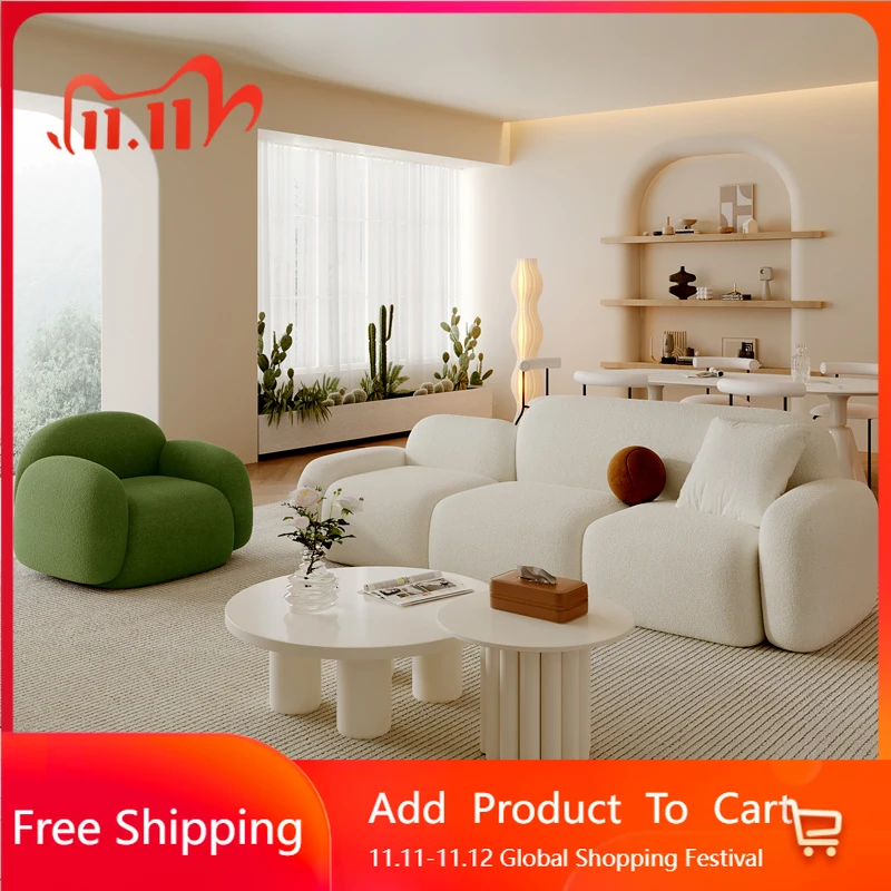 

Cream Wind Designer Sofa Leisure Nordic Living Room Lazy Salon Romantic Sofas Hallway Decor Aesthetics Divano Home Furniture