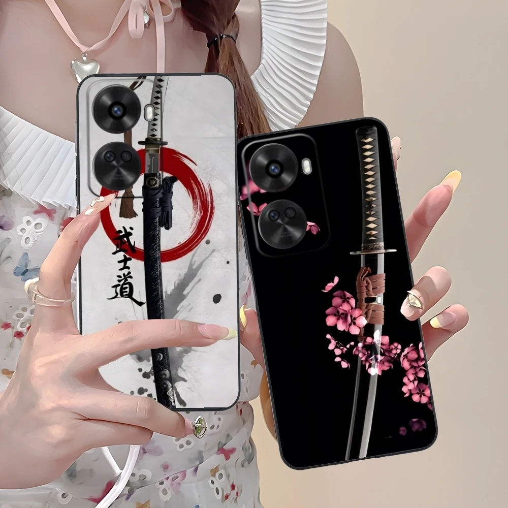 Katana Samurai Ronin Mobile Cell Phone Case for Huawei Nova 12 11 10 9 8 7 Pro SE 5G Black Soft Phone Cover Shell