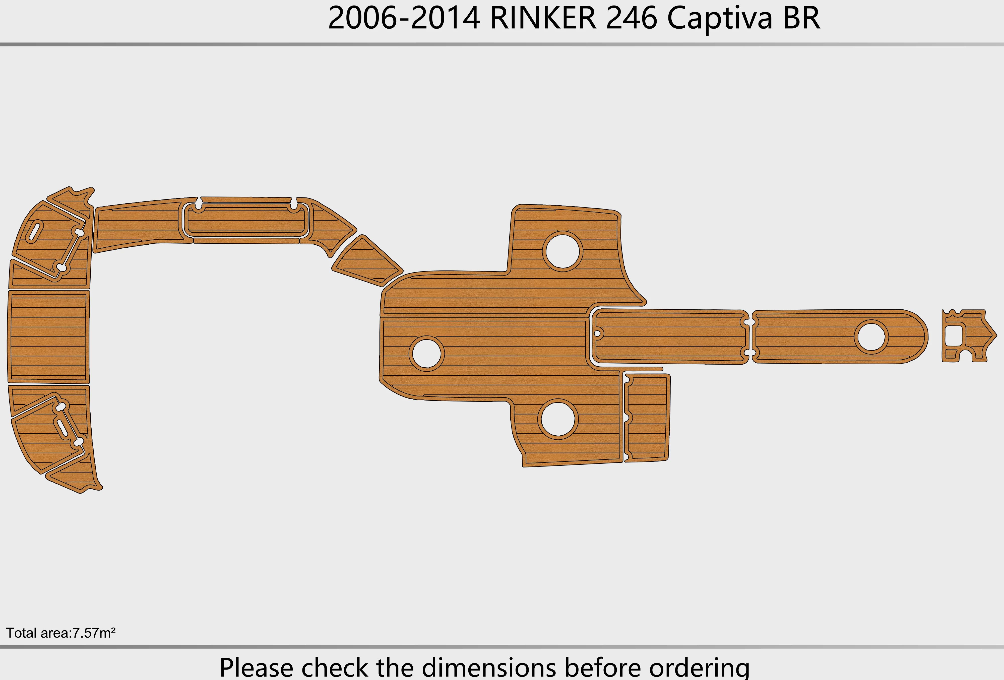 Eva foam Fuax teak seadek marine floor For 2006-2014 RINKER 246 Captiva BR  Cockpit Swim platform 1/4