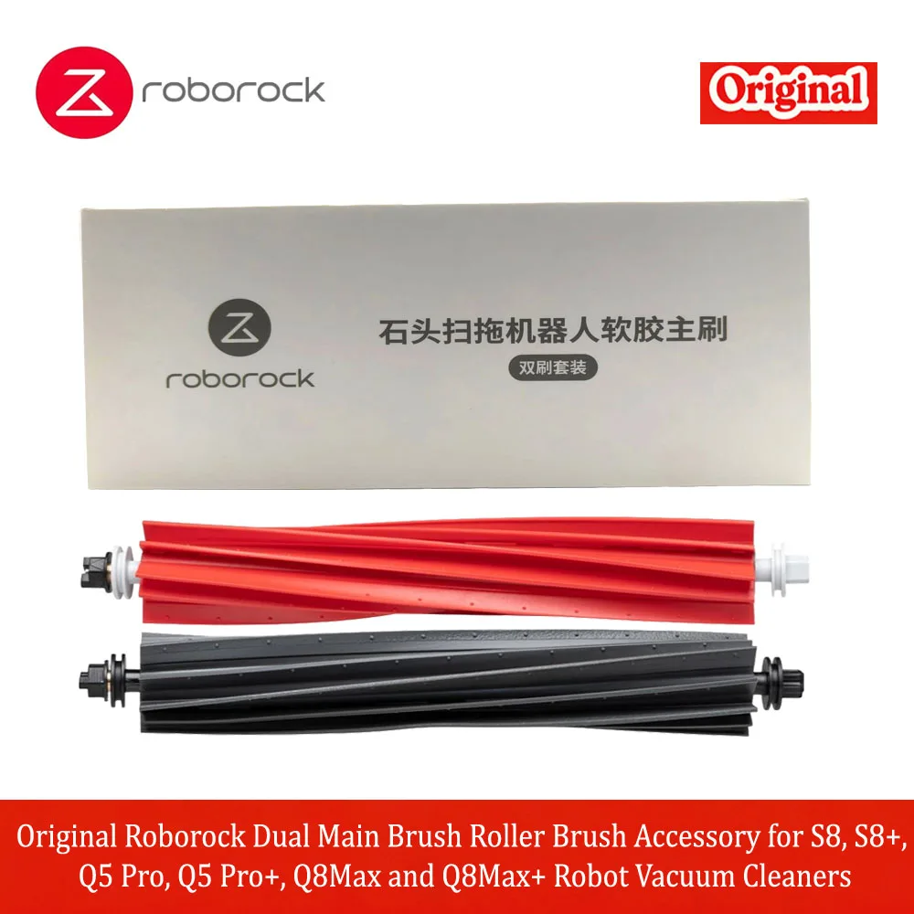 Original Roborock Dual Main Brush Roller Brush Accessory for S8, S8+, Q5 Pro, Q5 Pro+, Q8Max and Q8Max+ Robot Vacuum Cleaners