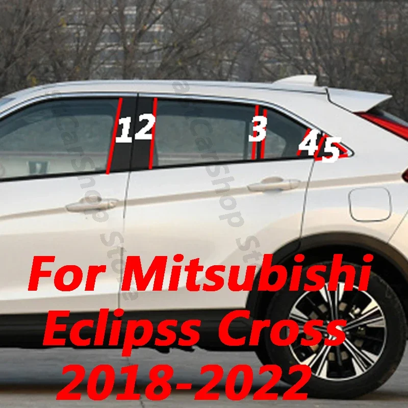 

For Mitsubishi Eclipse Cross 2018-2022 Car Door Central Window Middle Column Trim Bright Strip PC B C Pillar Cover Decoration