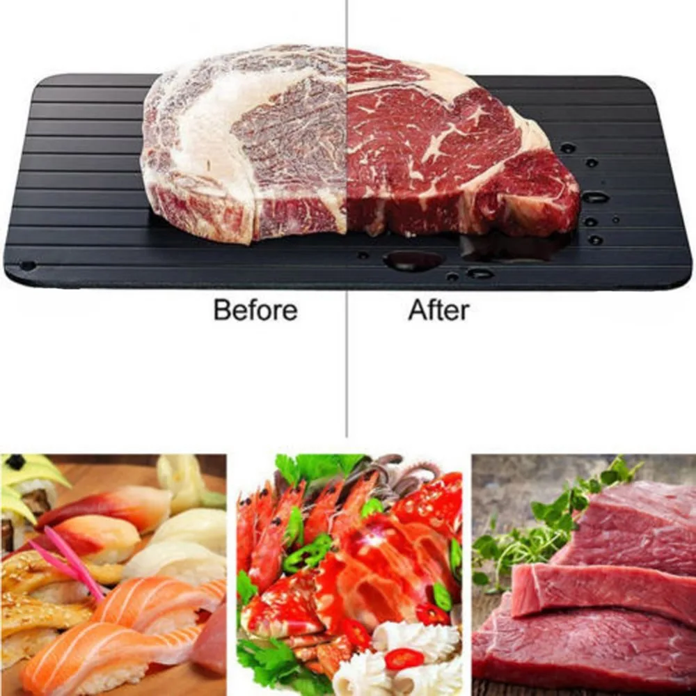 Bandeja de descongelamento rápido para carne congelada Placa de descongelamento com design de ranhura Descongelamento rápido de alimentos Tamanho grande Gadgets de cozinha Ferramentas mais seguras