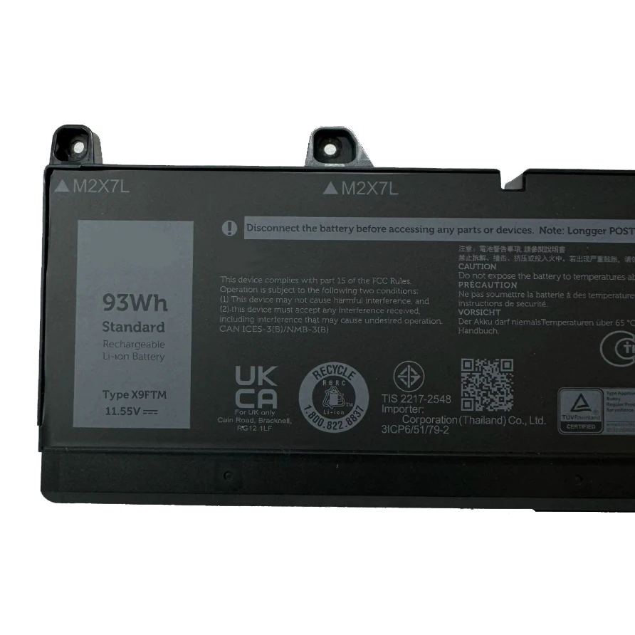 CP Laptop Battery 5JMD8 965V4 X9FTM 11.55V/7650mAh/93Wh For Precision 17 7770, Precision 7670 Performance Series Notebook