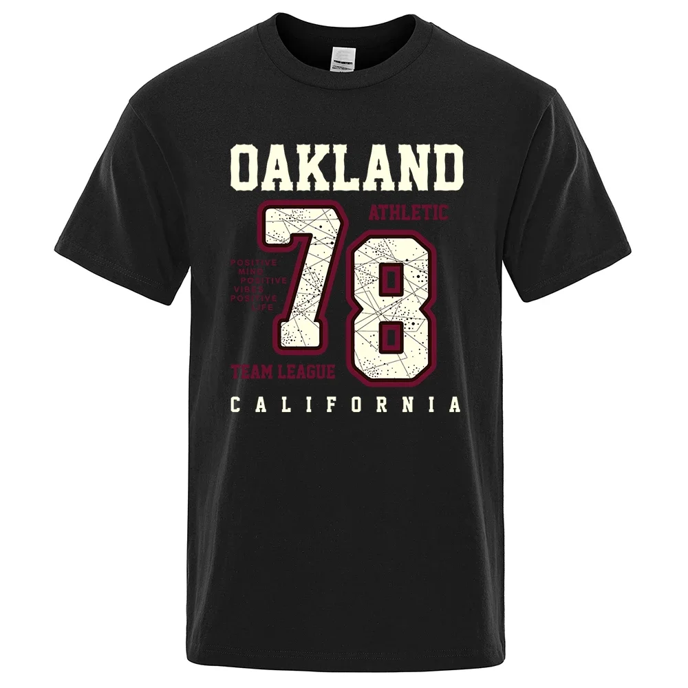 Cotton Summer T-Shirt Casual Breathable Clothes Oversize Short Sleeve Oakland Athletic 78 Team League California Men Tee T Shirt