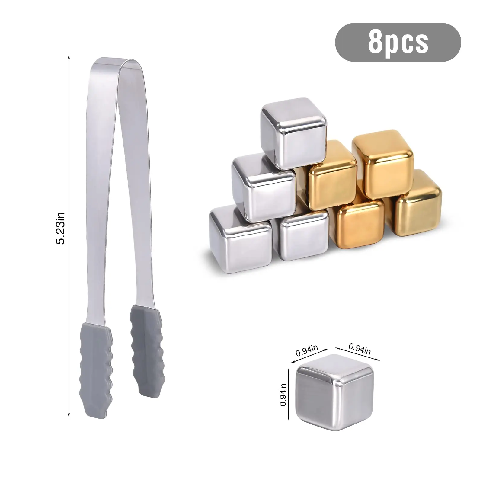 4/6/8 Pcs Stainless Steel Ice Cubes Set Reusable Chilling Stones for Whiskey Wine Wine Cooling Cube Chilling Rock Party Bar Tool