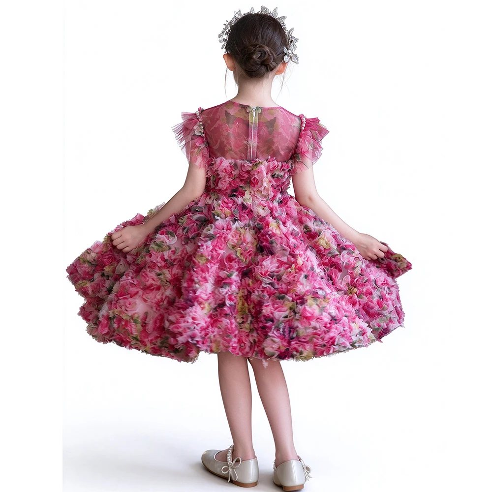 Luxury Girls Formal Pageant Evening Prom Wedding Party Ball Gown Flower Princess Kids Graduation Piano Recital Birthday Dress