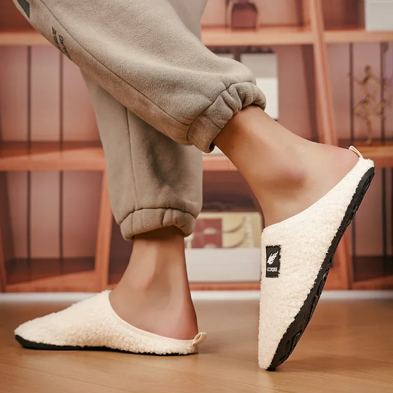 

ELUVA Winter Warm Slippers for Men Comfortable Plush Indoor Shoes Non-Slip Anti Skid Soft Sole House Slides for Home Cozy Wear