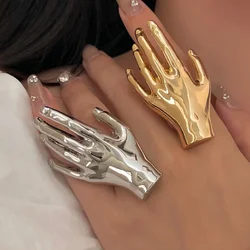 Modern Jewelry Personality Cute Design Metal Hand Shape Rings For Girl Women Party Gifts Hip Hop Accessories 2024 Trend New