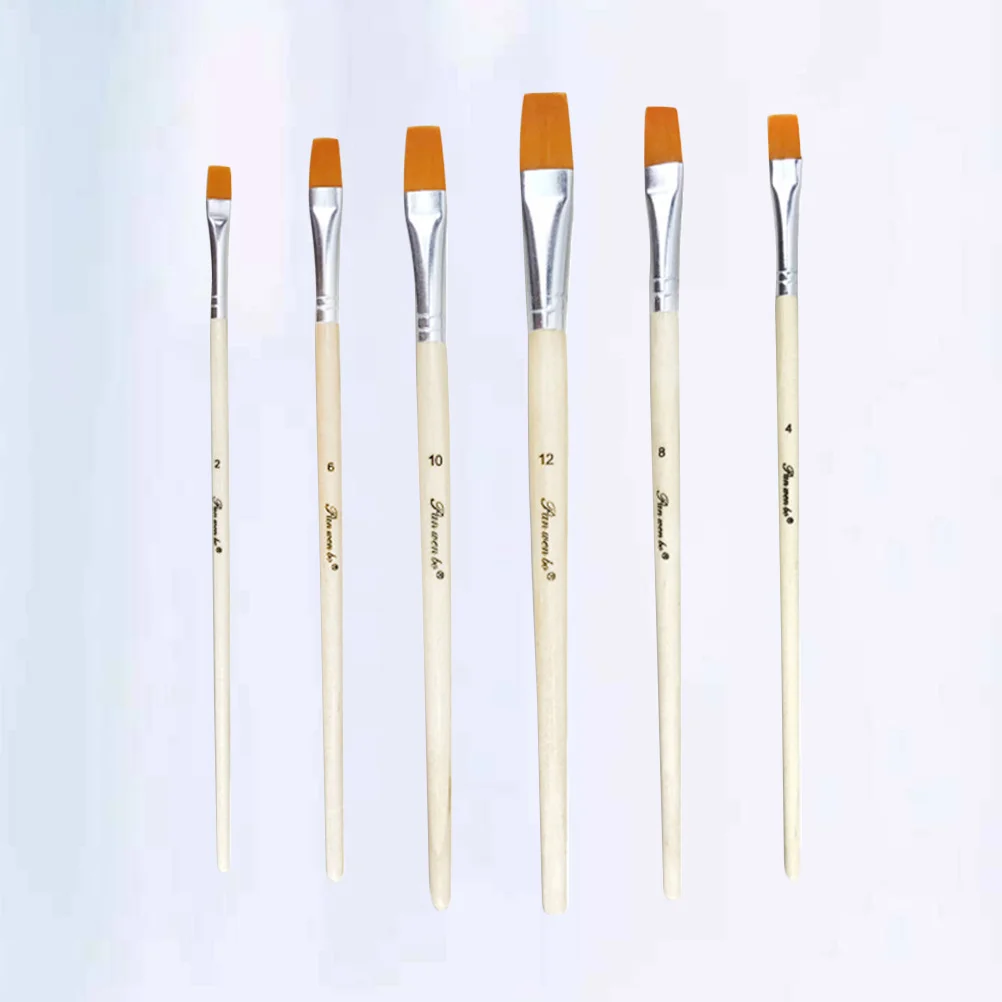 

6Pcs Nylon Paint Brushes Watercolor Set Wood Handle Artist Brushes Versatile Drawing Painting Tools for Acrylic Oil Gouache