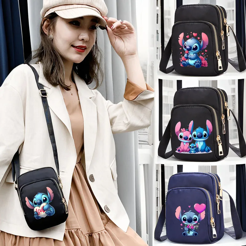 Disney Stitch Women Bags Cell Phone Purse Crossbody Shoulder Strap Lilo & Stitch Handbag for Female Women's Bags Underarm Bag red pink square barbie bags shoulder messenger handbag crossbody silicone purse anime accessories kids toys for girls cutie gift