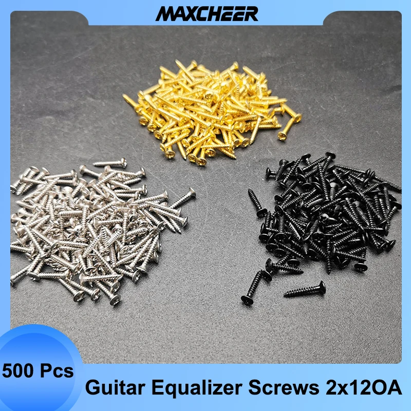 

500pcs Music Instrument Screws 2x12OA for Guitar Equalizer Installing Guitar Screw Black/Gold/Nickel 2x13.5MM