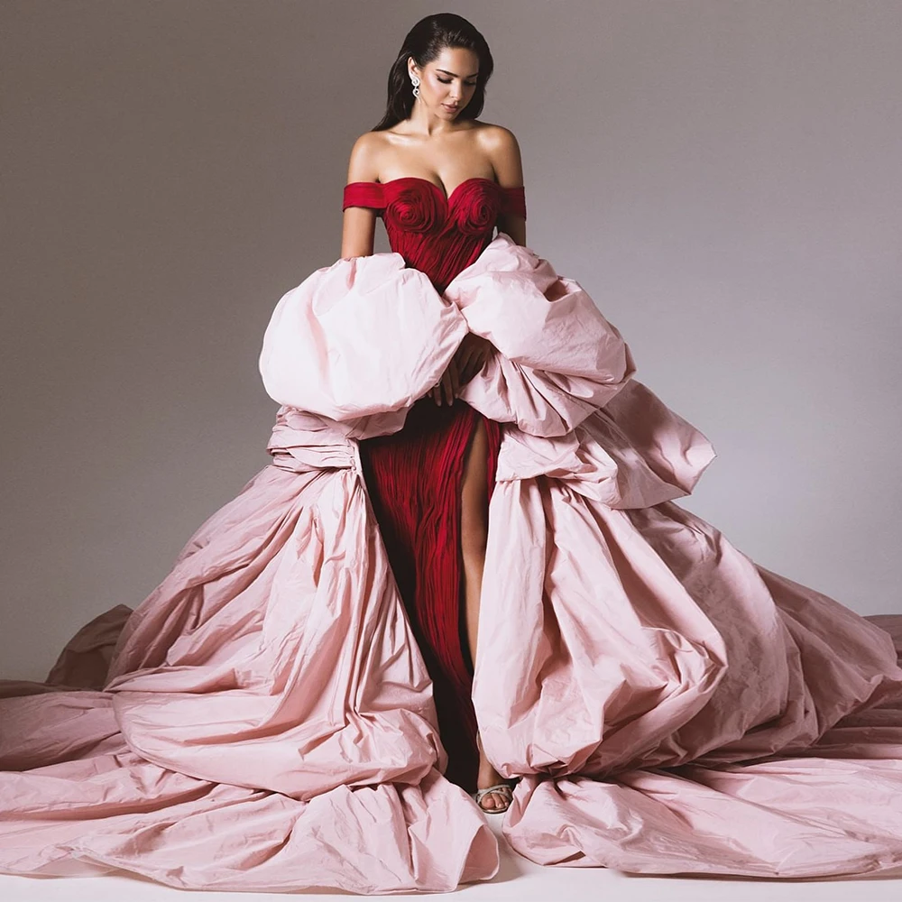 Customized Stunning Pink Taffeta Wedding Cape With Long Train, Puffy Layers Fashion Women Coat,Bridal Jacket Chic TSWD554