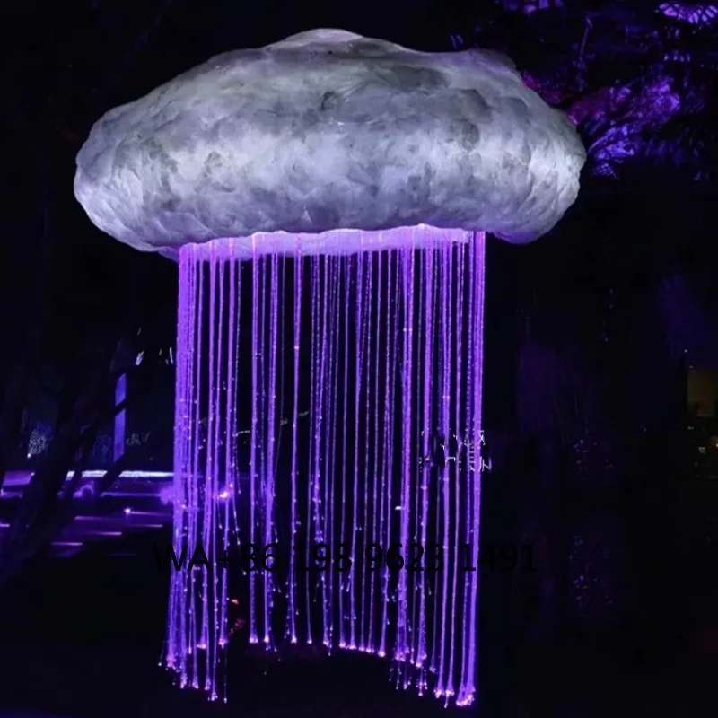 Plataforma Luminosa con Sonido de Trueno y Rayos, Barra de Baile Bungee, Soporte Móvil con Motivo de Nube, Lámpara de Escenario para Bailarines Go-Go