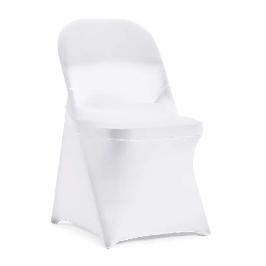 

20 PCS White Stretch Spandex Folding Chair Slipcovers, Dining Room Chair Covers Stretch Chair Slipcovers Protector for Wedding,