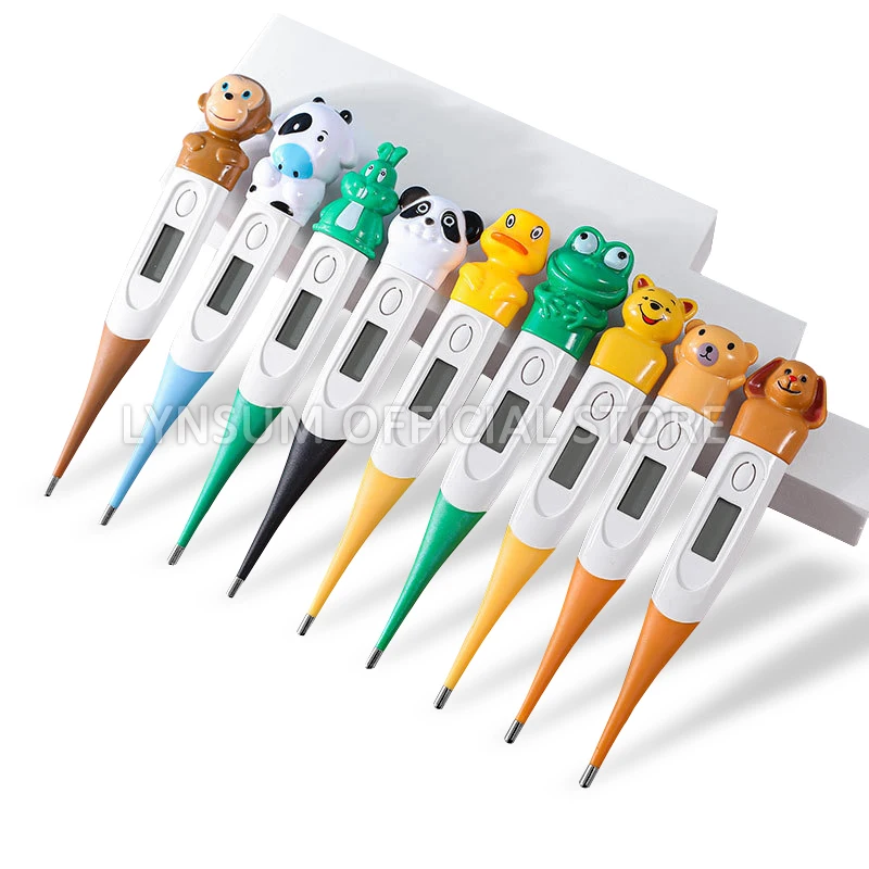 2 Termómetros Digitales Portátiles con Punta Flexible y Diseño de Dibujos Animados para Bebés, Niños, Adultos y Mascotas, Medición de Temperatura y Fiebre A1