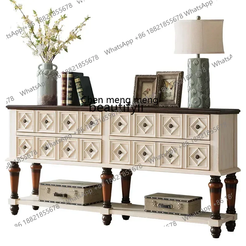 

xzAmerican-Style Solid Wood Locker Living Room Entrance Dining Hall Partition Cabinet Bedroom Storage Cabinet