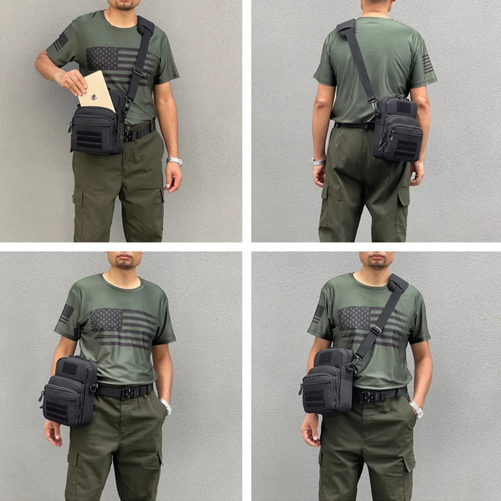 Tactical single shoulder crossbody waist hanging bag, multifunctional outdoor travel, mountaineering, waterproof view 6