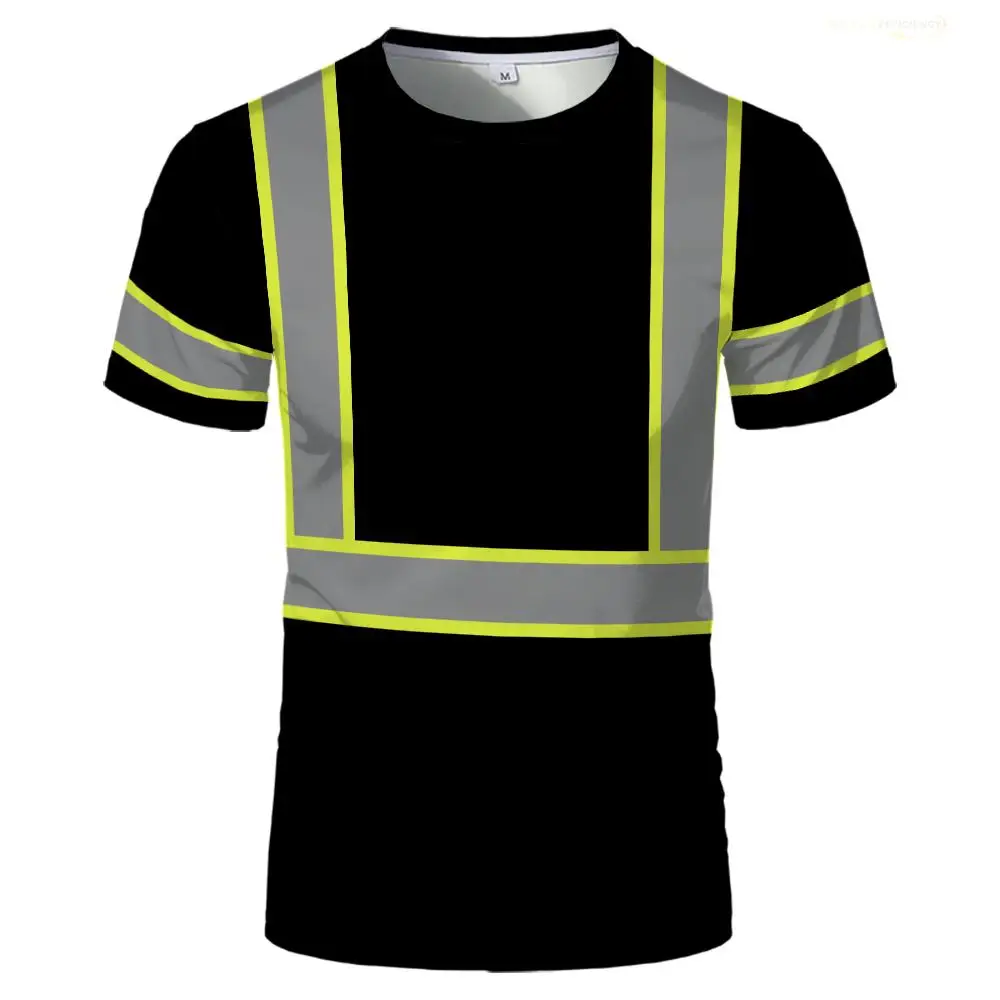 High End 100% Cotton Men T-shirts Safety Work Clothing 3D Print Breathable Uniform Tees Sweat Wicking Comfort Oversized T Shirt