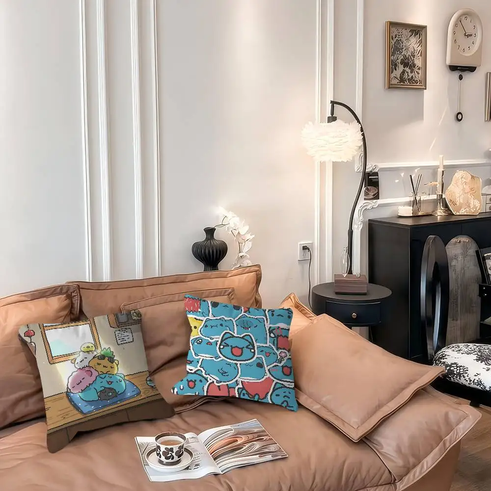 

B-Bugcat Capoo Cartoon Maple Design Cushion Cover Happy Autumn Harvest Decor Holiday Decorati Pillow Cover