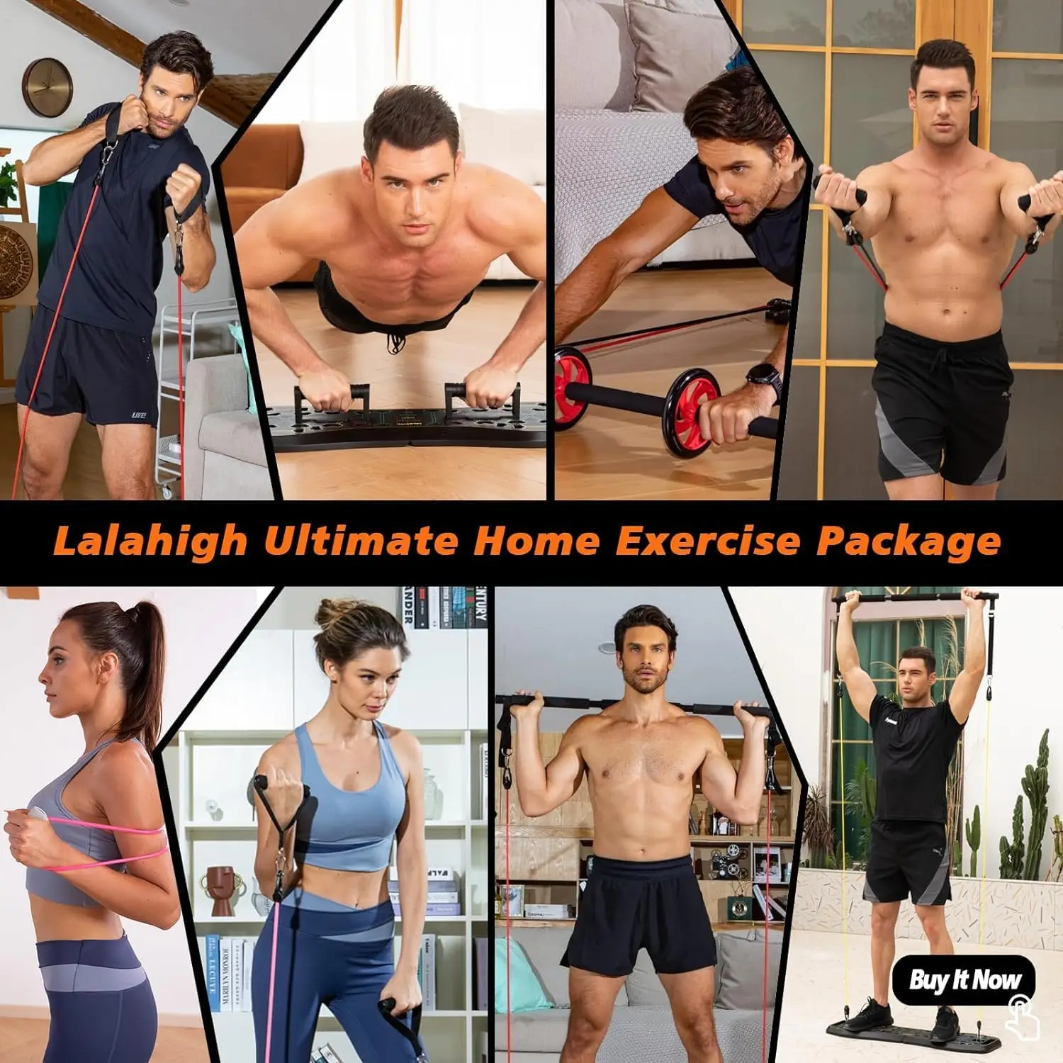 Portable home fitness system: push up boards, Pilates sticks, and abdominal rollers - full body exercise for men and women