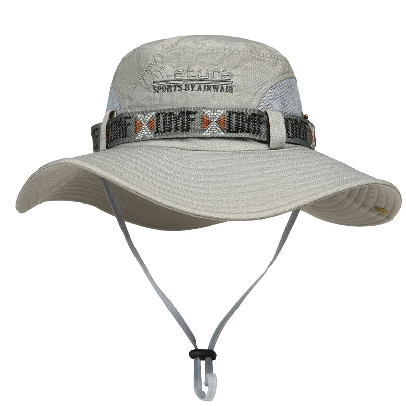 Sombrero de cubo de verano para hombre, protección UV para exteriores, ala ancha, Panamá, Safari, caza, senderismo, sombrero de pescador de malla, gorra de protección solar para playa