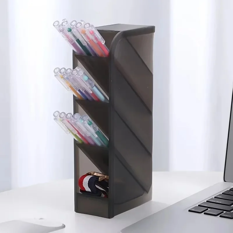 Boîte de rangement de papeterie multifonctionnelle, porte-stylo multi-couches pour bureau, support de rangement incliné pour cosmétiques, fournitures de bureau et de maison