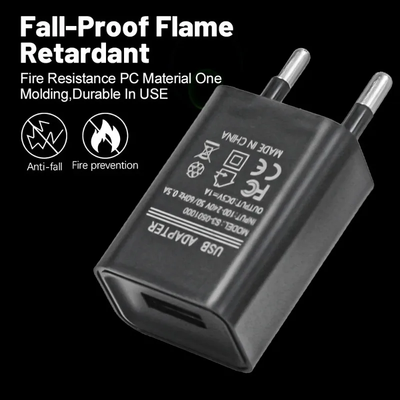 EU Plug 5V 1A Universal USB Wall CellPhone Charger Portable Charging Block Travel Power Adapters For IPhone IPad Samsung Xiaomi