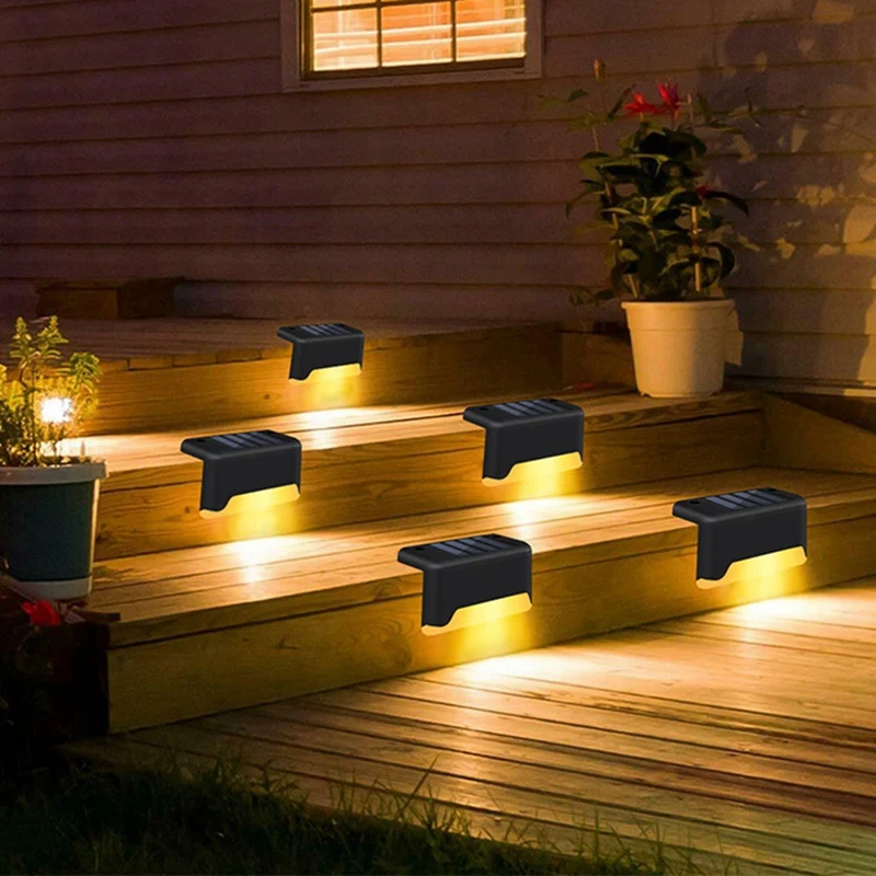 8-teiliges Außentreppen-Solarlicht, wasserdicht, für den Garten, Stufenlampe, Zaun, Weg, Hof, Terrasse, Garten, Dekor, Rasen, LED, warmes Licht