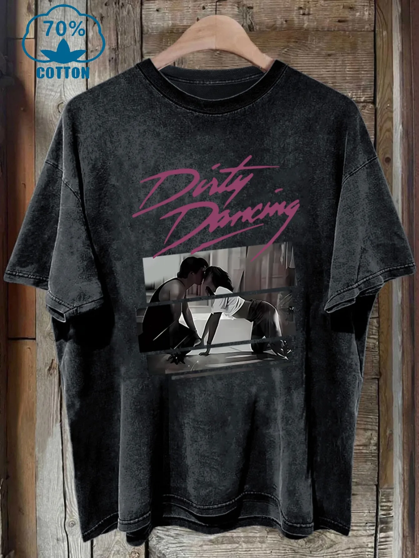 Women’s Washed and Distressed Short-Sleeve Top, Fashionable and Comfortable Cotton-Blend Top with Photo and Letter Prints