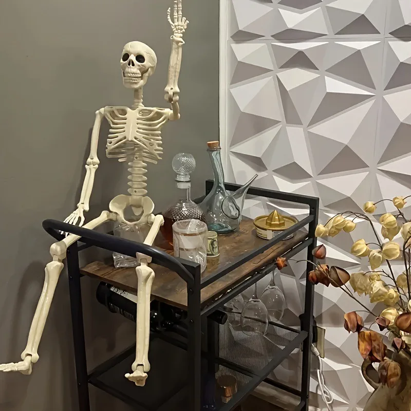 1PC Simulated Movable Joint Skeleton Halloween Ornament Adjustable Skull Frame Decor For Outdoor Haunted House Party Atmosphere