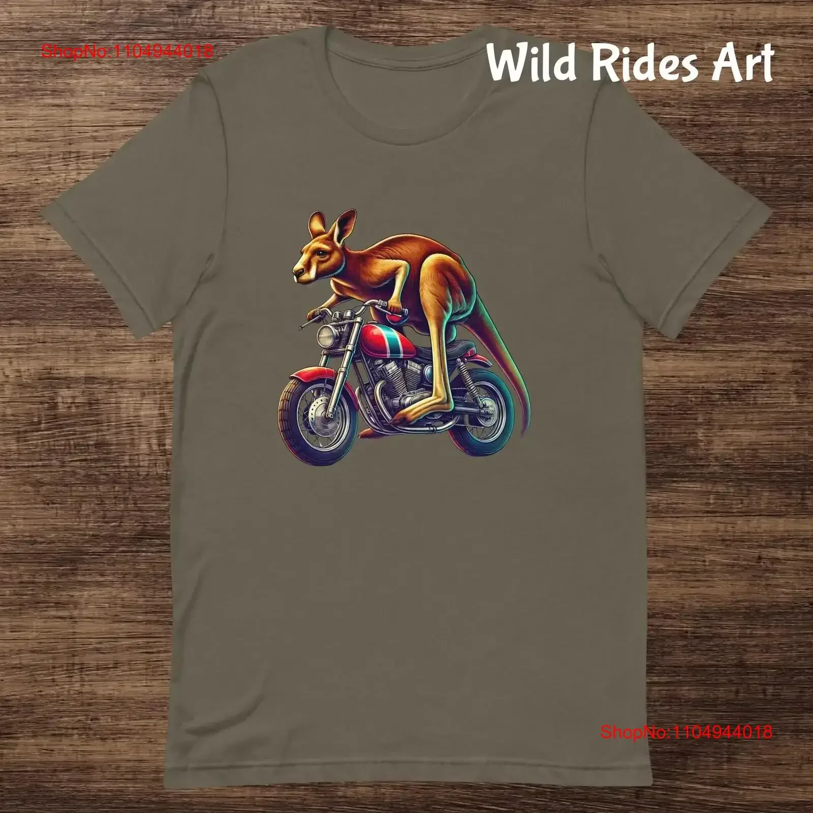 الكنغر ركوب دراجة نارية تي شيرت تصميم حيوان نابض بالحياة ركوب الخيل البرية الفن خمر غسلها جرافيك قليلا لارتداء اليومي #1