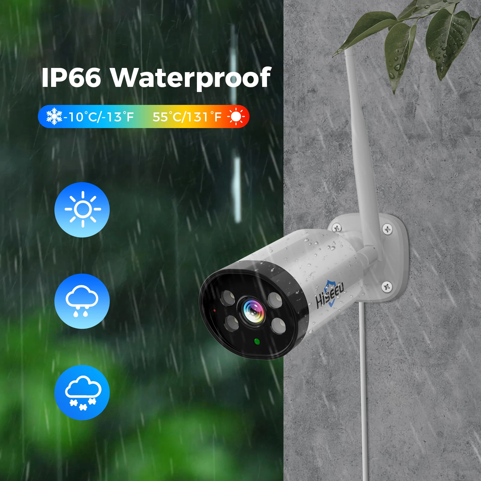 Imagem -02 - Hiseeu-câmeras ip sem Fio ao ar Livre Kit de Vigilância Sistema Cctv Detecção Humana Visão Noturna ir P2p Nvr Wifi H.265 Mais 10ch 3mp