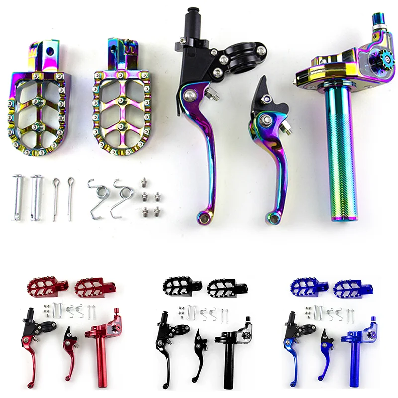 

Motorcycle 22mm Accelerator Throttle Twist Grips Handlebar/Dirt Pit Bike Clutch Brake Handle Drum Levers/Footrests Pedals Pegs