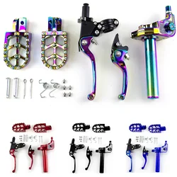 Motorcycle 22mm Accelerator Throttle Twist Grips Handlebar/Dirt Pit Bike Clutch Brake Handle Drum Levers/Footrests Pedals Pegs