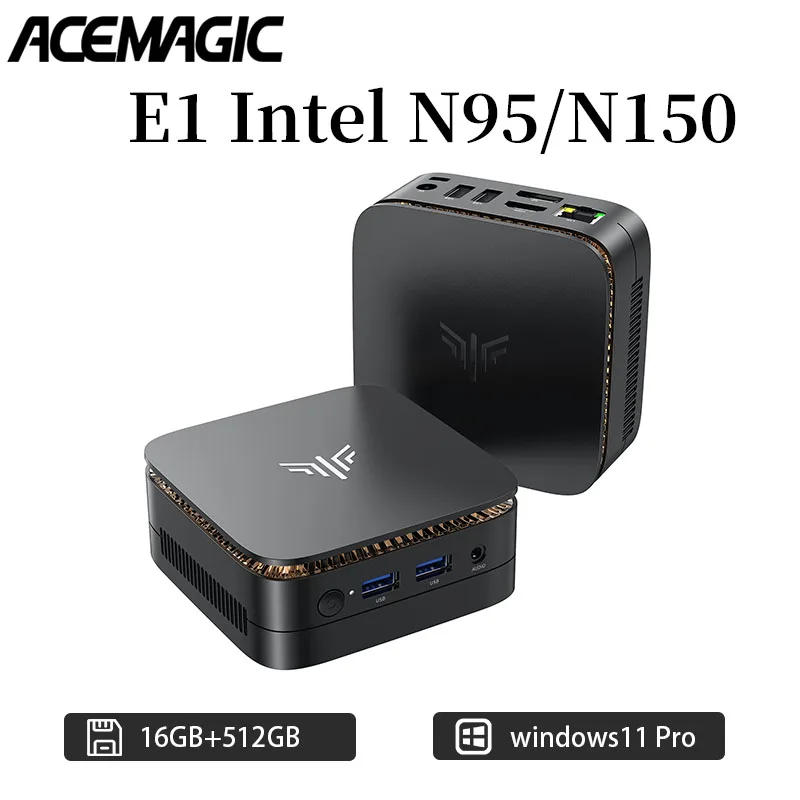 ACEMAGIC Intel N150/N95 Mini Host RAM 16GB SSD 512/1TB Max 3.6 جيجا هرتز 11 Pro سطح المكتب 4K عرض مزدوج كمبيوتر صغير مكتب منزلي