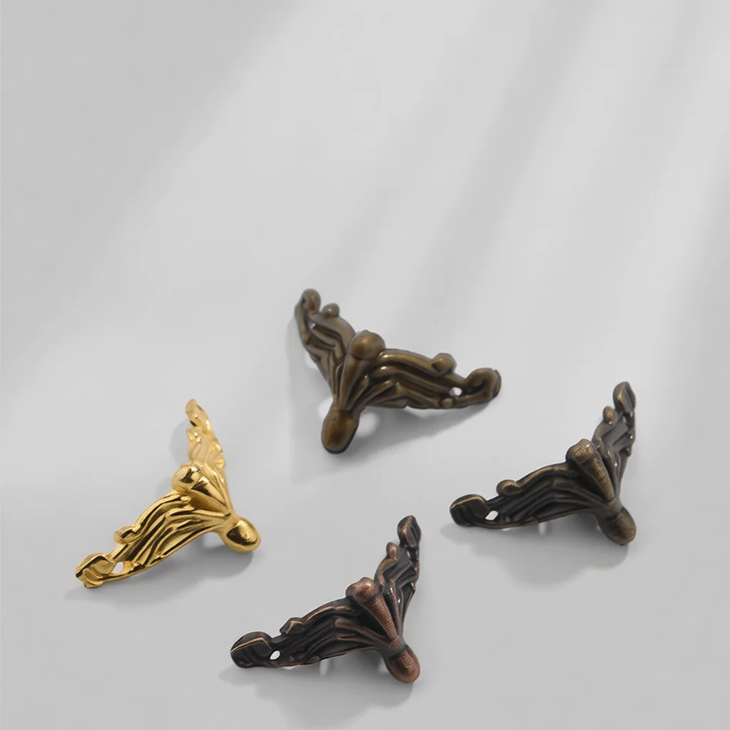 Vintage Metal Corner Protection Feet For Wood Box Jewelry Chest Wine Case Drawer Cabinet Decorative Hardware Accessories