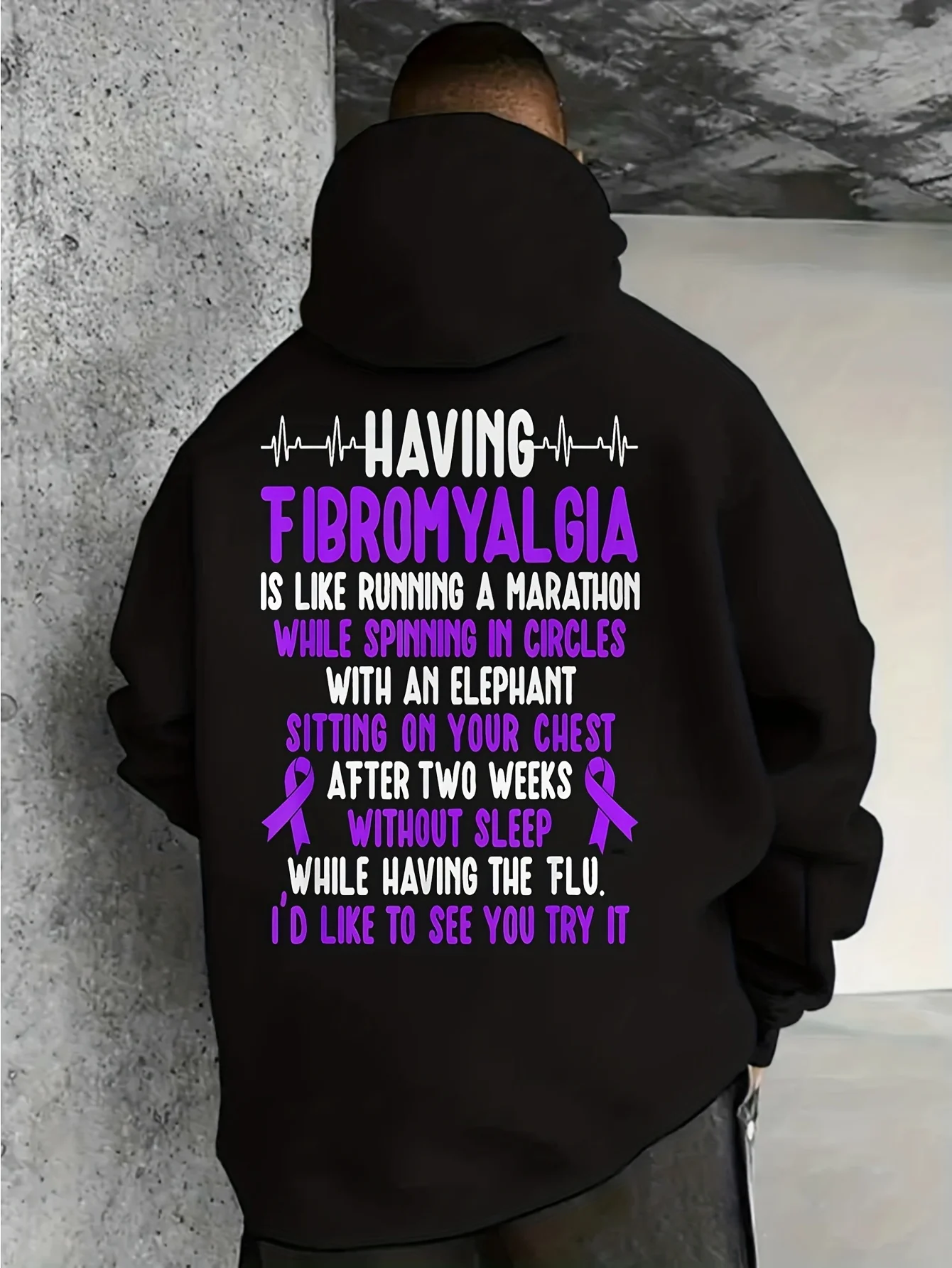 Fiber Muscle Pain Theme Classic Black Hooded Sweatshirt with Kangaroo Pocket, Unisex, Suitable for Game Day and Casual Wear, Urban Fashion-Forward Aesthetics, Comfortable Fit, a Must-Have for Fashion Enthusiasts