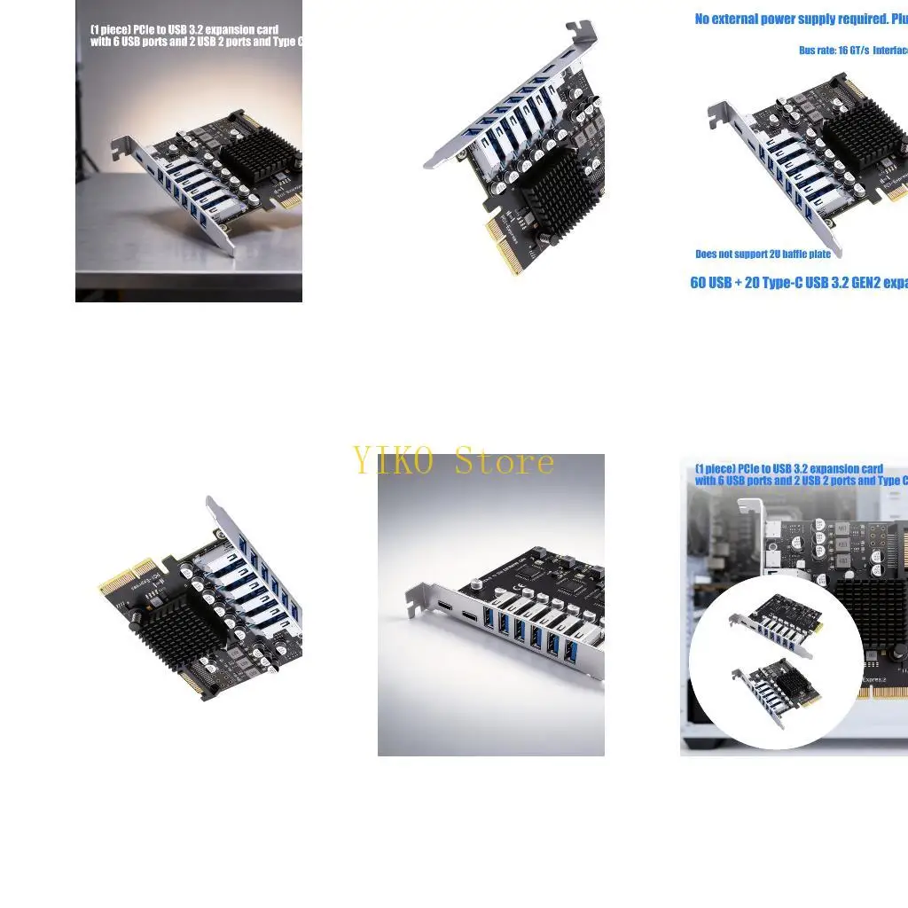 k32c-内蔵-pcie-カード、デスクトップ-usb-拡張用、6-usb-a-および-2-usb-c、ドライバーのインストール不要、オフィス-ハードウェアでの使用に最適