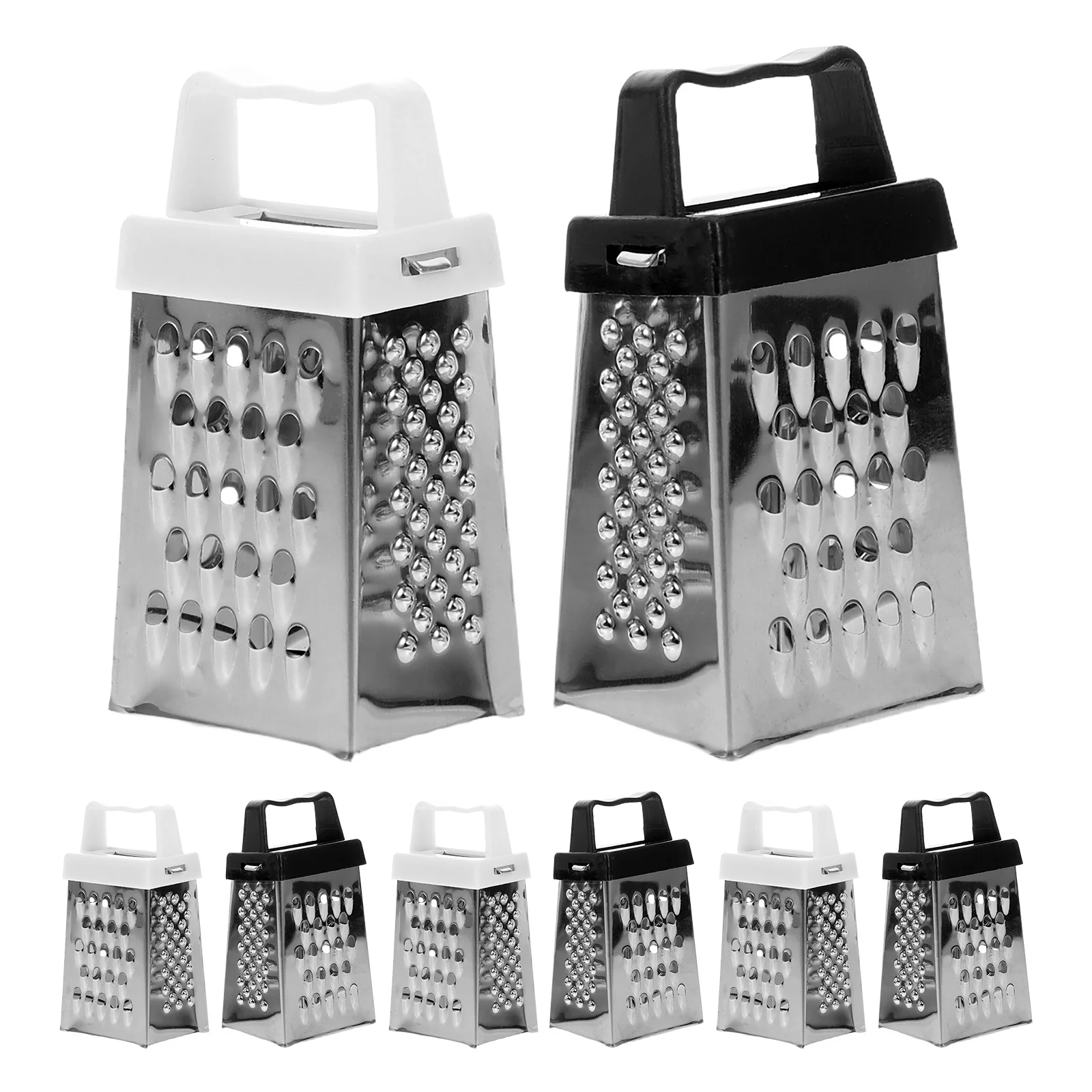 

8pcs Stainless Steel Mini Cheese Grater Four-Sided Box Grater For Kitchen Use Vegetable Slicer Shredder Garlic Carrot Zester